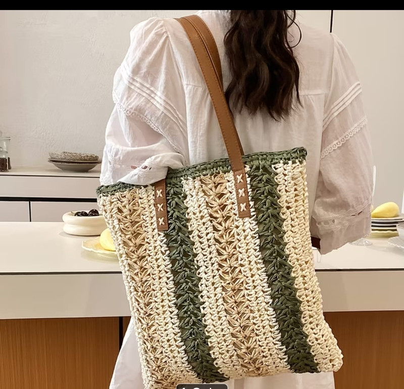 Bolso Tote Trenzado Natural Green Style