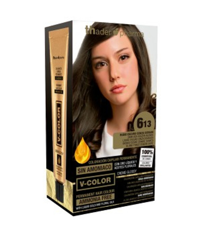 Kit Tinte en casa V-Color nº 6.13 Rubio oscuro ceniza dorado