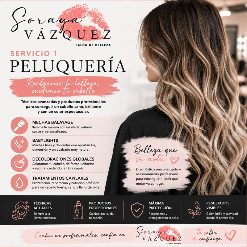 Peluquería (Mechas Balayage, Babylights, Decoloraciones Globales y Tratamientos Capilares)