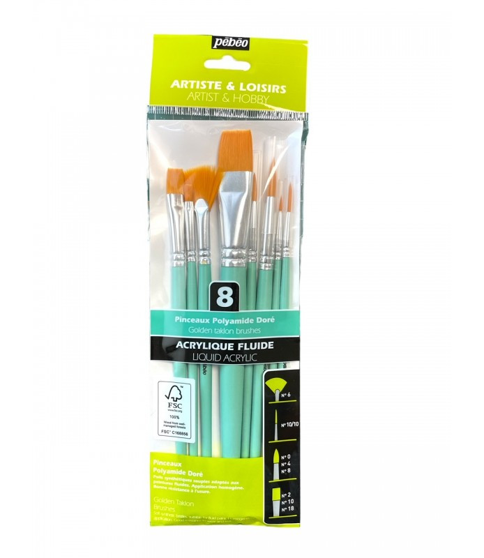 BOLSA 8 PINCELES MANGO CORTO