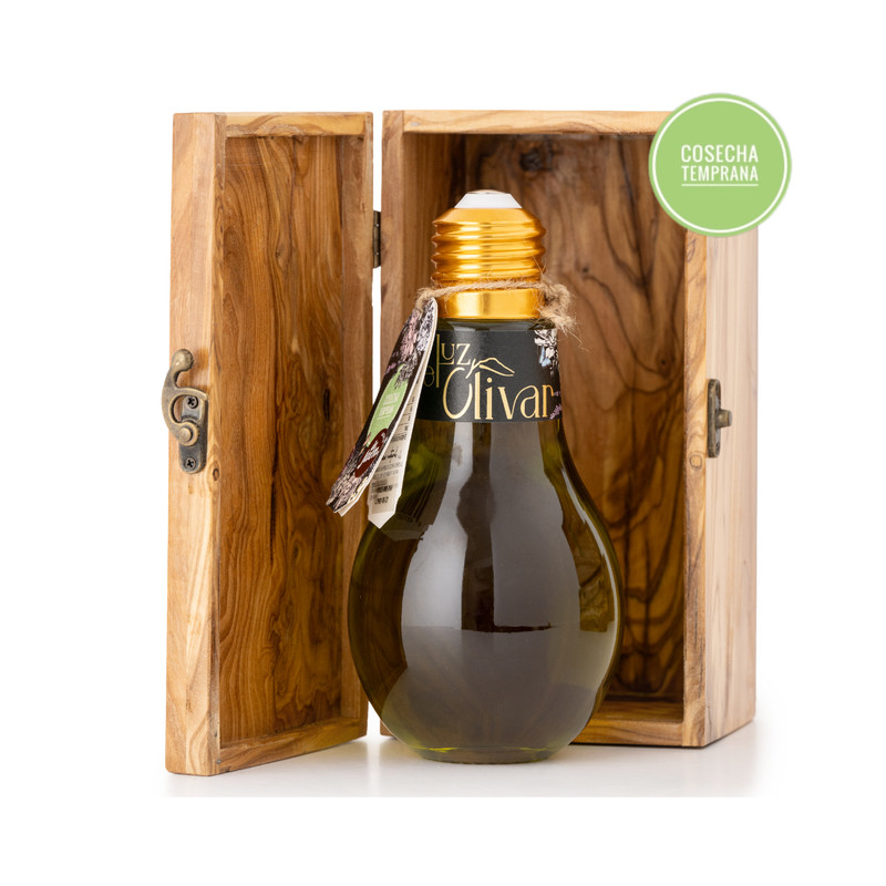 AOVE Cosecha Temprana Premium 500 ml con Caja de Madera y Bombilla