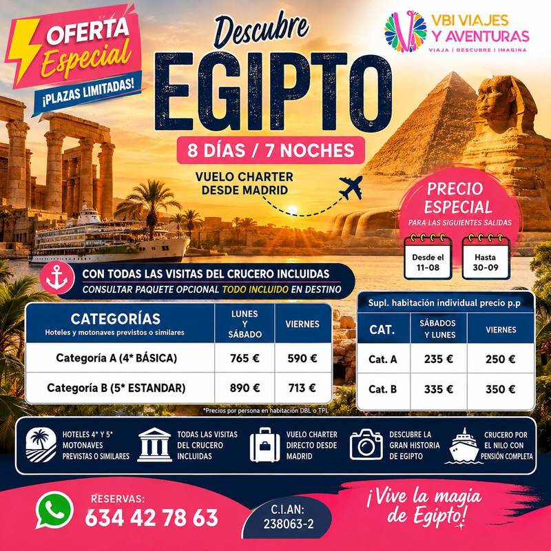 Viaje a Egipto – Crucero por el Nilo 8 días / 7 noches