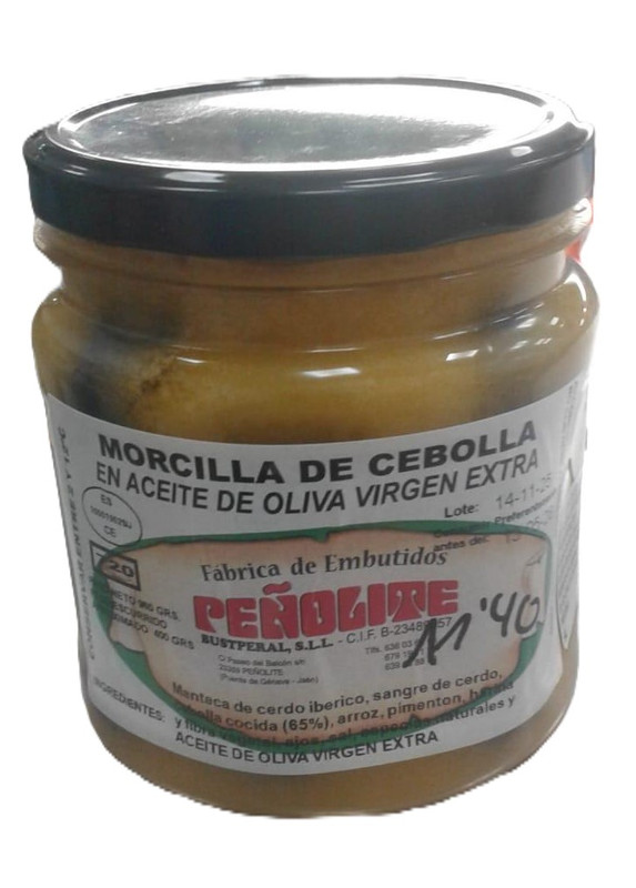 Morcilla de Cebolla en Aceite de Oliva Virgen Extra de Embutidos Peñolite