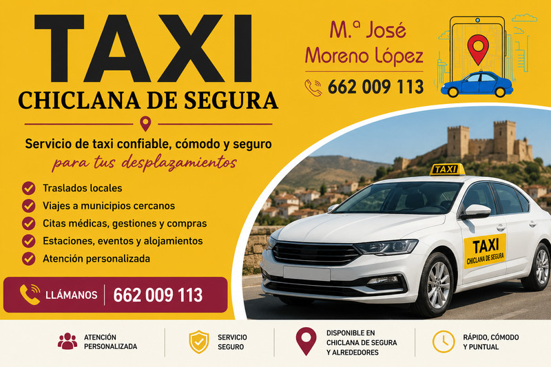 Servicio de Taxi en Chiclana de Segura (Jaén) | Traslados Locales y Nacionales | Mercondal