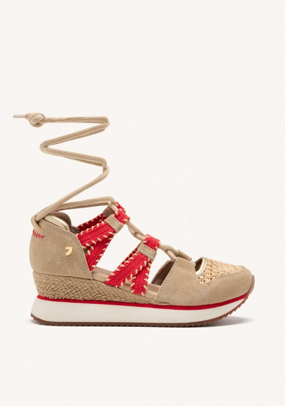 ZAPATILLAS ABIERTAS PIEL CUÑA RAFIA GIOSEPPO GRISWOLD