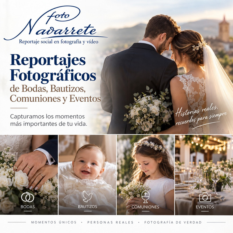Reportajes Fotográficos de Bodas, Bautizos, Comuniones y Eventos