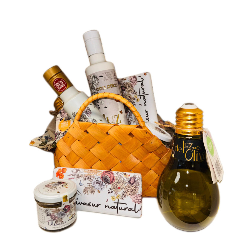 Cesta regalo gourmet con Aceite de Oliva Virgen Extra