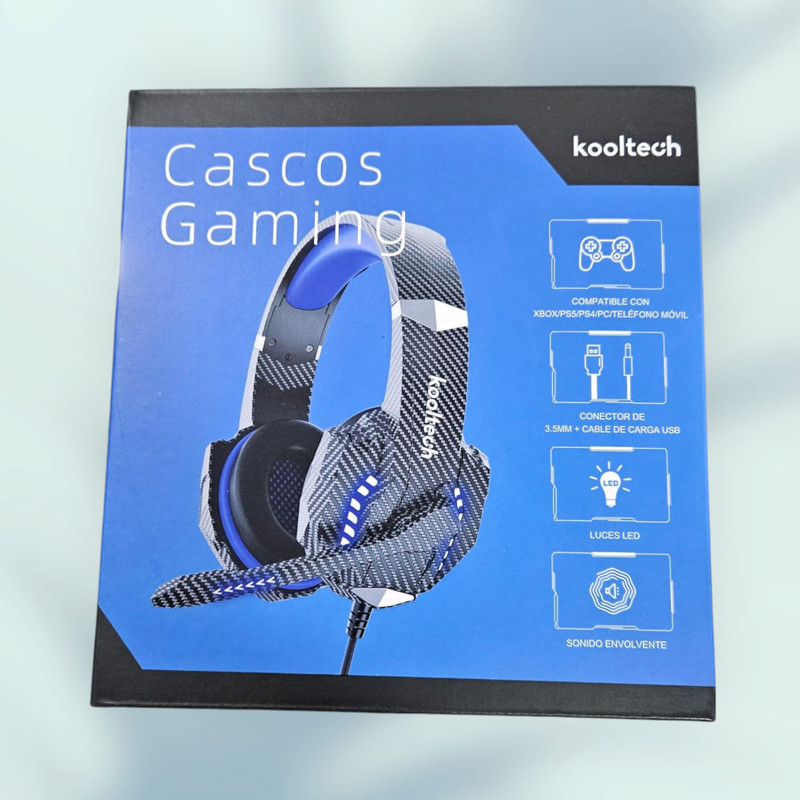 AURICULARES CASCO GAMING LUZ AZUL