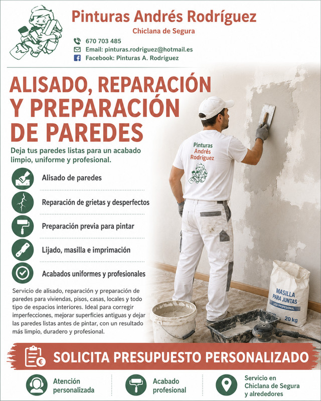 Alisado, reparación y preparación de paredes