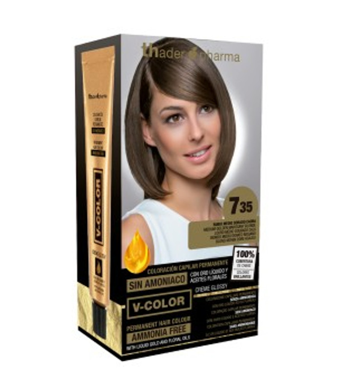 Kit Tinte en casa V-Color nº 7.35 Rubio Medio Dorado Caoba